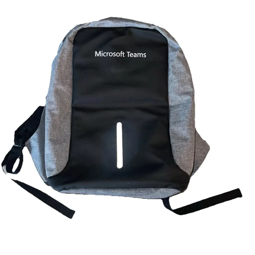 Microsoft Teams Computer Top Load Mega Backpack Book Bag Gray Large Open Charger
